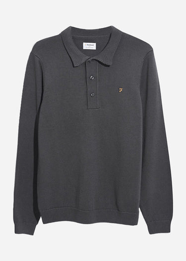 Farah Truien Sweater hamlet knit ls polo - charcoal