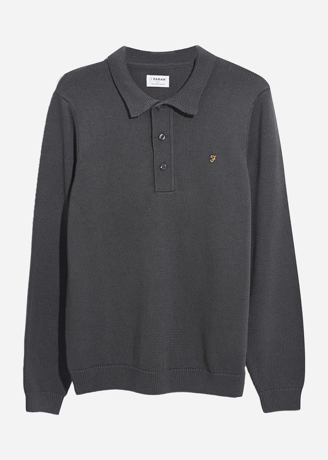 Farah Pullover Sweater hamlet knit ls polo - charcoal