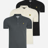 Lyle & Scott Polo's 3 pack plain polo shirt - gunmetal - jet black - cove