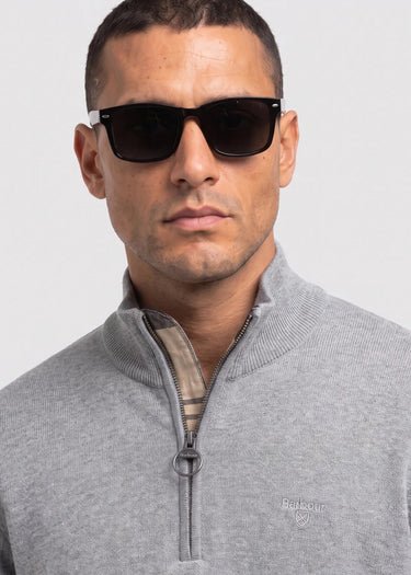 Barbour Truien Barbour cotton half zip knitted jumper - grey marl