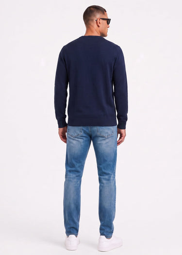 Lacoste Truien Regular fit crew neck sweater - navy blue