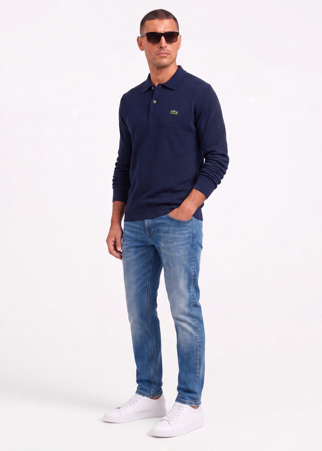 Lacoste Langarm Polos Knitted long sleeve polo sweater - navy blue