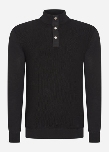 Barbour International Truien Murrey quarter placket knit - black