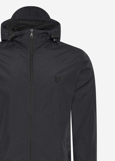 Lyle & Scott Jassen Tonal eagle zip through hooded jacket - jet black