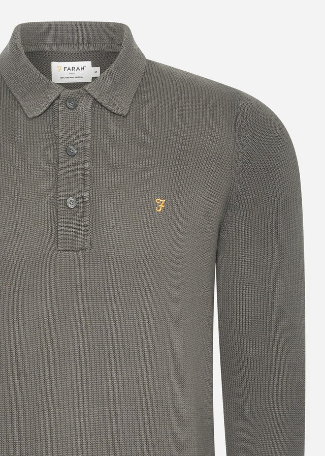 Farah Pullover Sweater hamlet knit ls polo - charcoal