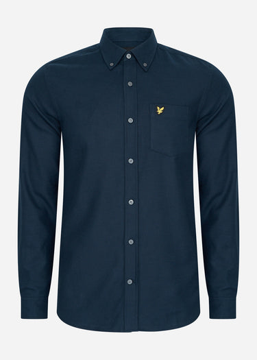 Lyle & Scott Overhemden Plain flannel shirt - dark navy
