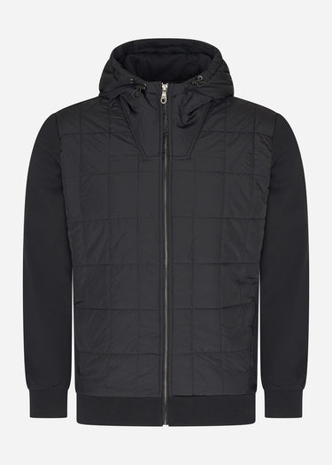 Lyle & Scott Hoodies Hybrid quilted zip through hoodie - jet black