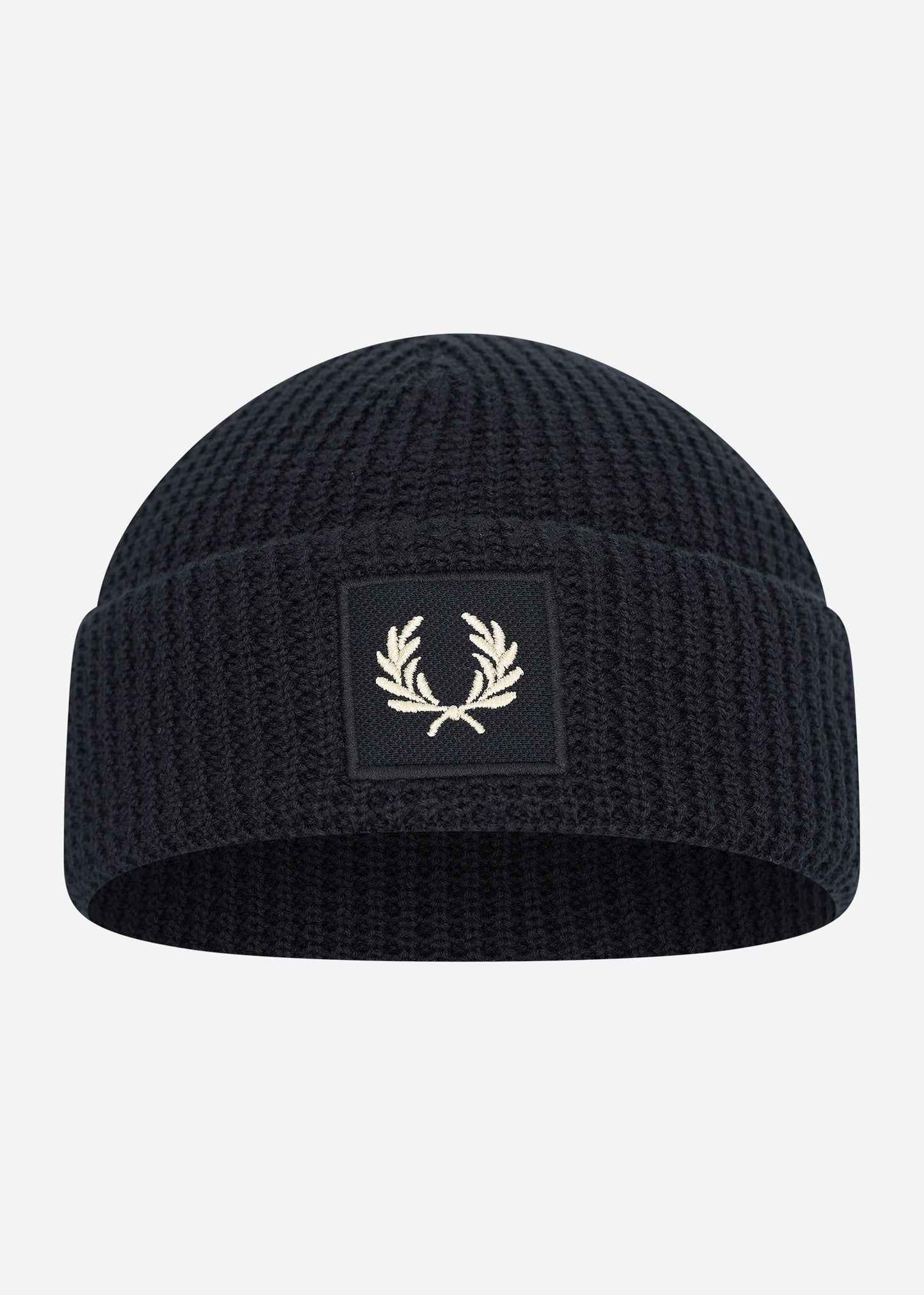 Fred Perry Mutsen Patch brand waffle knit beanie - oatmeal dark caramel