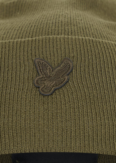 Lyle & Scott Mutsen  Tonal eagle beanie - olive