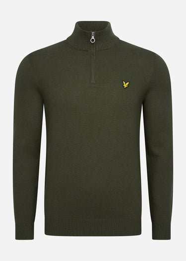 Lyle & Scott Truien Cotton merino quarter zip jumper - olive