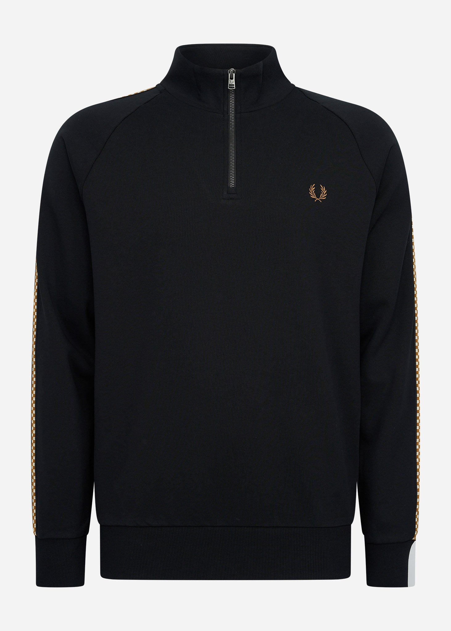 【FRED PERRY】 ★ Chequerboard Tape Half Zip Sweatshirt ★ Tonal Tape Half Zip Sweatshirt - Black | Men's Sweatshirts