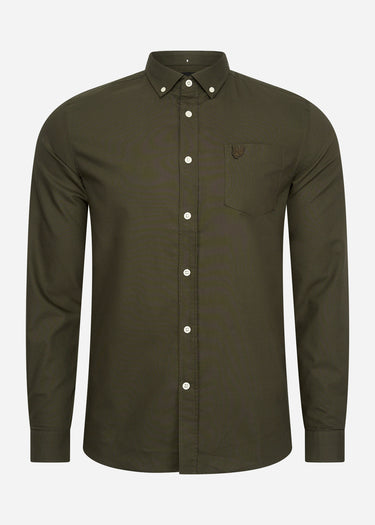 Lyle & Scott Overhemden Tonal eagle regular fit light weight oxford shirt - olive