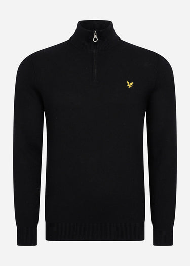 Lyle & Scott Pullover Bundle cotton merino quarter zip jumper - jet black - dark navy - mid grey marl