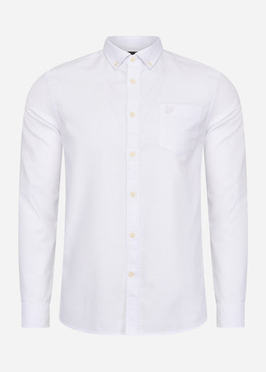 Lyle & Scott Overhemden Tonal eagle regular fit light weight oxford shirt - white