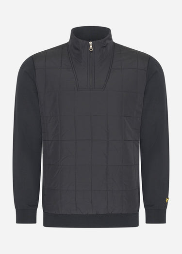 Lyle & Scott Truien  Hybrid quilted quarter zip sweatshirt - jet black