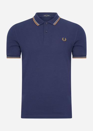Fred Perry Polo's Twin tipped fred perry shirt - french navy seagrass light rust