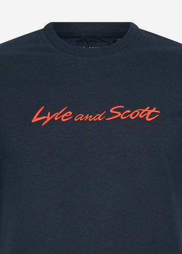 Lyle & Scott T-shirts Script embroidery t-shirt - dark navy sorrel orange