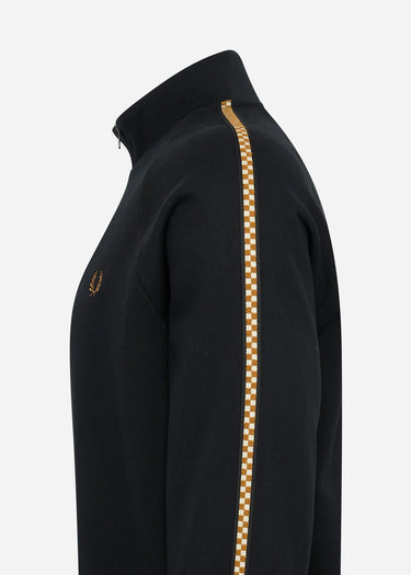 Fred Perry Truien Chequerboard tape half zip sweat - black