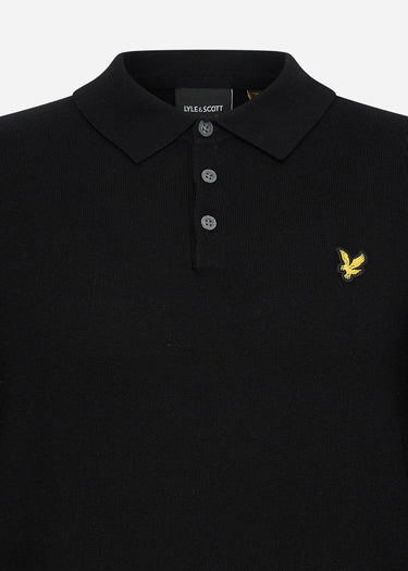 Lyle & Scott Longsleeve Polo's  Long sleeve knitted polo shirt - jet black