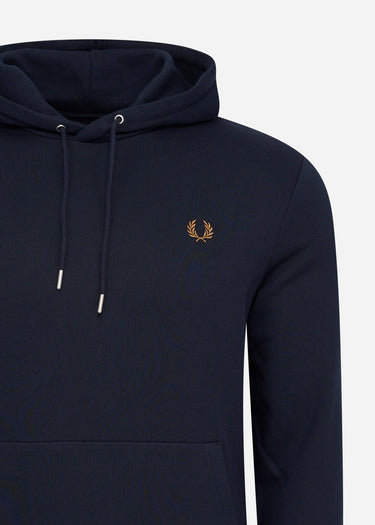 Fred Perry Hoodies Tipped hooded sweatshirt - navy dark caramel