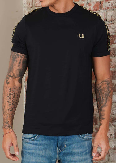 Fred Perry T-shirts Contrast tape ringer t-shirt - black champagne