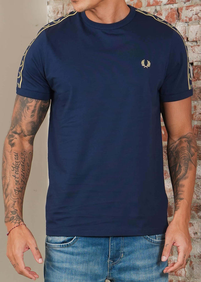 Fred Perry T-Shirts Contrast tape ringer t-shirt - tennis blue champagne