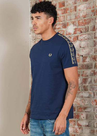 Fred Perry T-shirts Contrast tape ringer t-shirt - tennis blue champagne