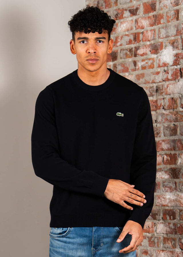 Lacoste Pullover Regular fit crew neck sweater - black