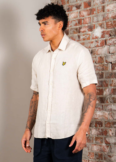 Lyle & Scott Overhemden Short sleeve linen blend shirt - cove