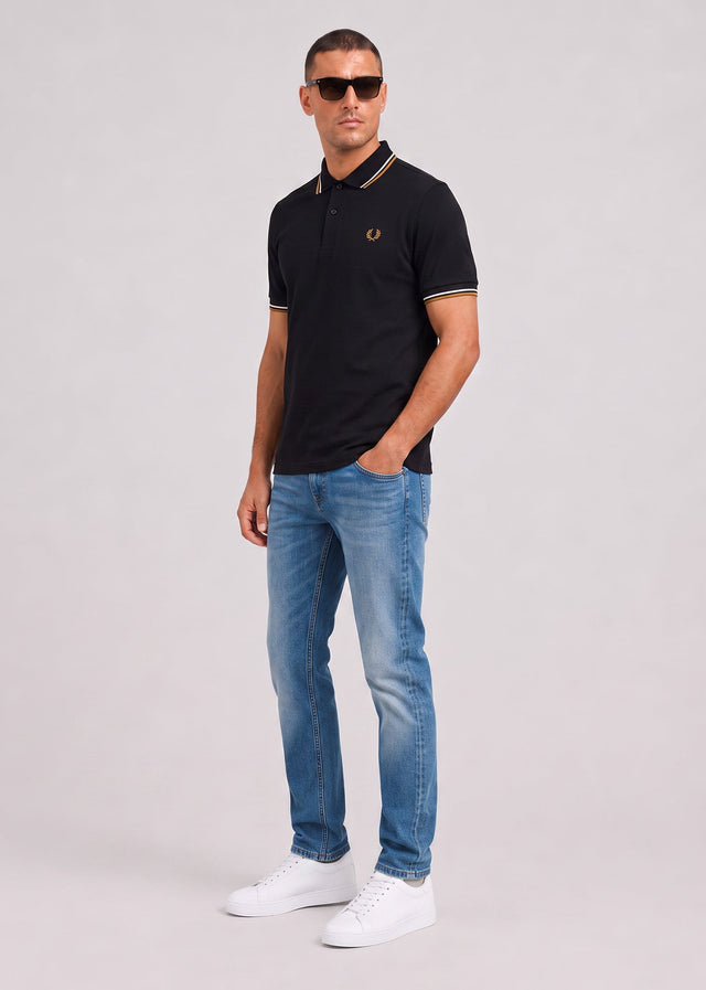 Fred Perry Poloshirts Twin tipped polo - black ecru dark caramel