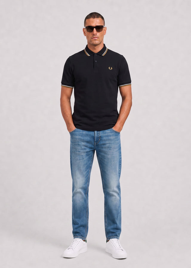 Fred Perry Poloshirts Twin tipped polo - black ecru dark caramel