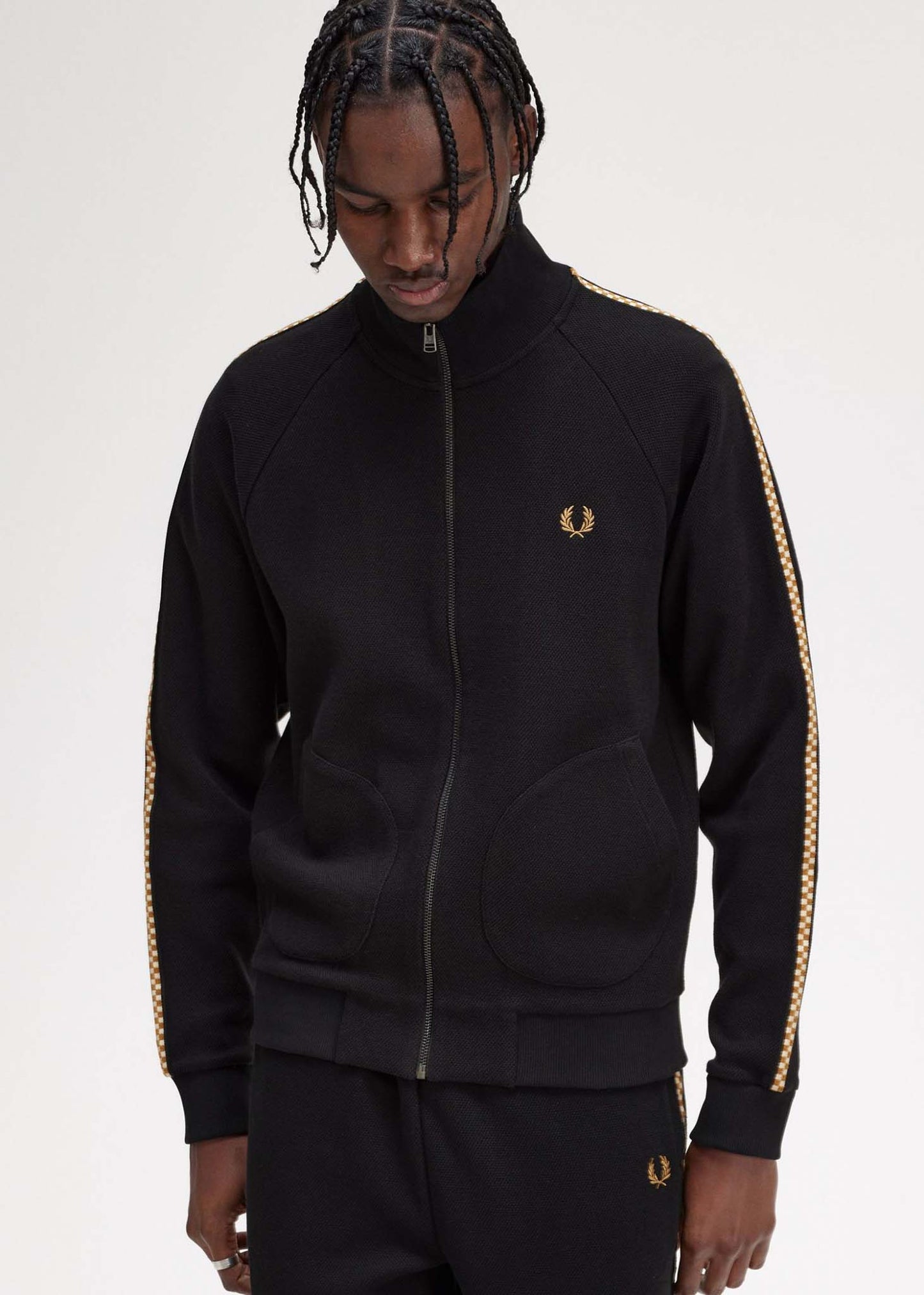 Fred Perry Vesten Chequerboard tape jacket - black