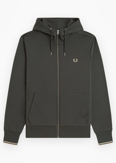 Fred Perry Sweatjacken Hooded zip through sweatshirt - field green oatmeal