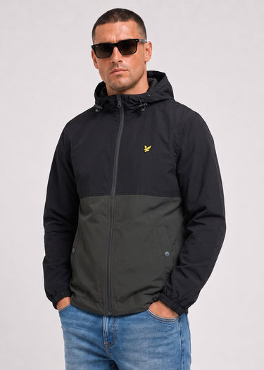 Lyle & Scott Jacken Colour block zip through hooded jacket - jet black gunmetal
