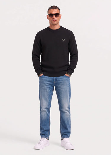 Fred Perry Pullover Waffle stitch jumper - black (Copy)