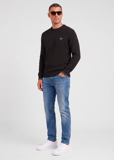 Fred Perry Pullover Waffle stitch jumper - black (Copy)