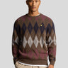 Lyle & Scott Truien British argyle crew neck - olive