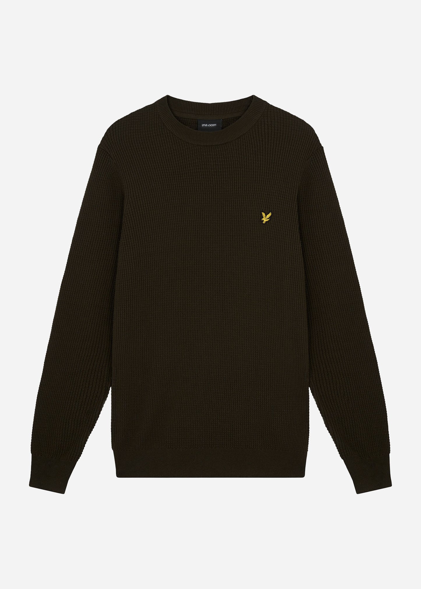 Lyle & Scott Truien Grid knit crew neck jumper - mountain moss
