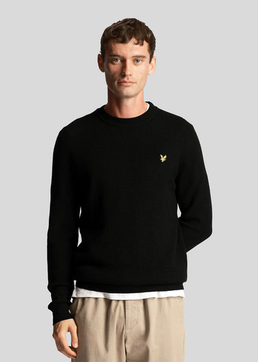 Lyle & Scott Truien Grid knit crew neck jumper - jet black