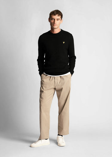 Lyle & Scott Truien Grid knit crew neck jumper - jet black