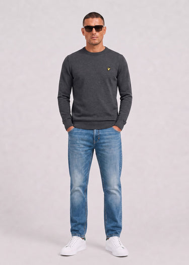 Lyle & Scott Truien Cotton merino crew neck jumper - charcoal marl