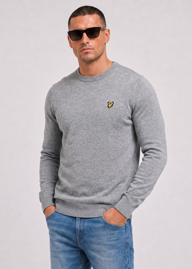Lyle & Scott Truien Cotton merino crew neck jumper - mid grey marl