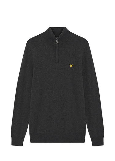 Lyle & Scott Truien Cotton merino quarter zip jumper - charcoal marl