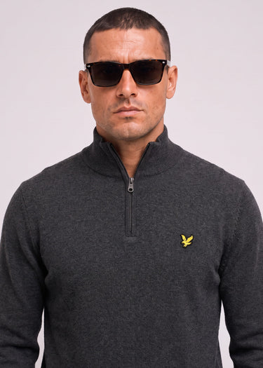Lyle & Scott Truien Cotton merino quarter zip jumper - charcoal marl