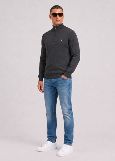 Lyle & Scott Truien Cotton merino quarter zip jumper - charcoal marl