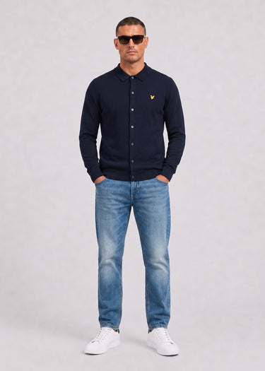 Lyle & Scott Hemden Cotton merino knitted shirt - dark navy