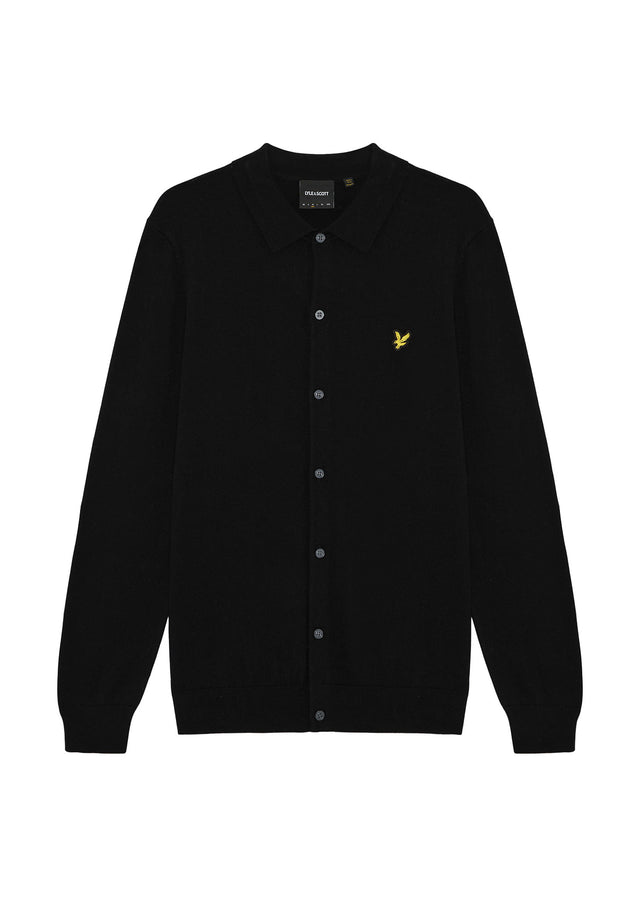 Lyle & Scott Hemden Cotton merino knitted shirt - jet black