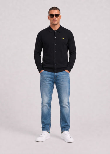 Lyle & Scott Hemden Cotton merino knitted shirt - jet black