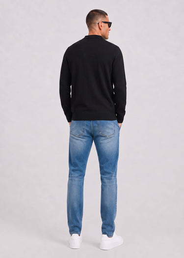 Lyle & Scott Hemden Cotton merino knitted shirt - jet black
