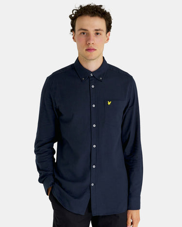 Lyle & Scott Overhemden Plain flannel shirt - dark navy